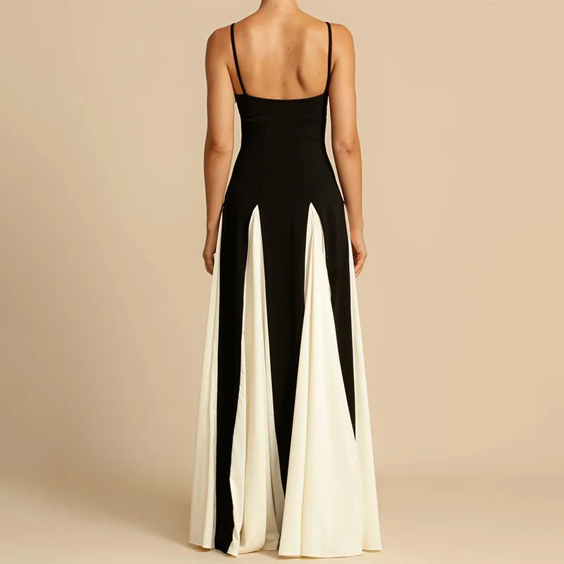 Women's Maxi Dress Spaghetti Strap Panel Skirt – Wedding Guest Party