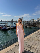 Women's Maxi Dress Square Neck Ruched Sleeveless Scarf – Wedding Guest