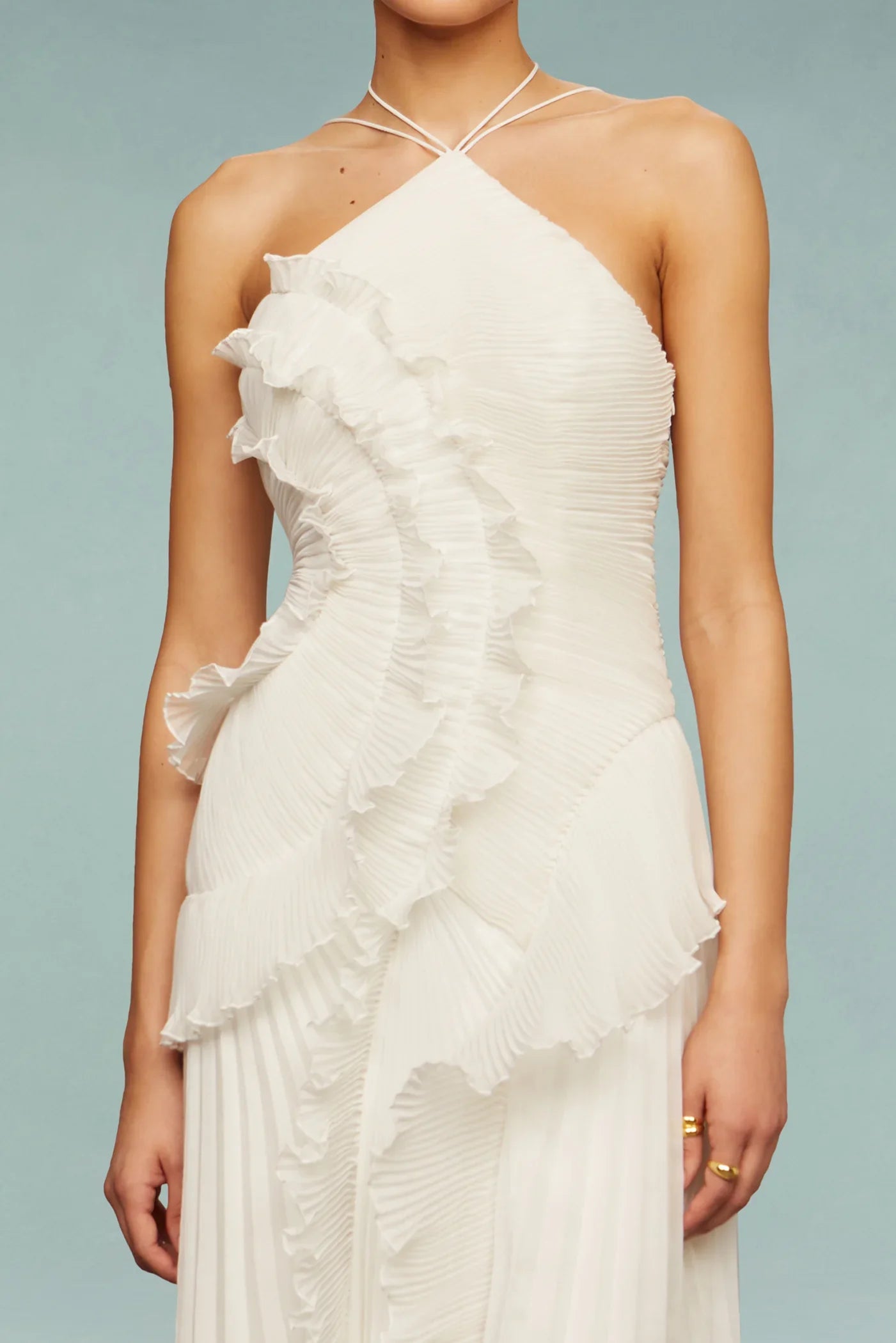 Women's Maxi Wedding GuestDress Ruffle Halter Neck Sleeveless – Formal Occasions
