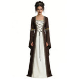 Women's Medieval Court Dress Costume Lace-Up Bell Sleeve – Halloween Masquerade
