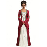Women's Medieval Court Dress Costume Lace-Up Bell Sleeve – Halloween Masquerade