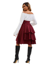 Women's Medieval Renaissance Costume Off-Shoulder Lace-Up Flare Sleeve – Halloween Court Gathering