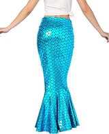 Women's Mermaid Maxi Skirt Costume Scale Print Flared Hem – Halloween Lagoon Party