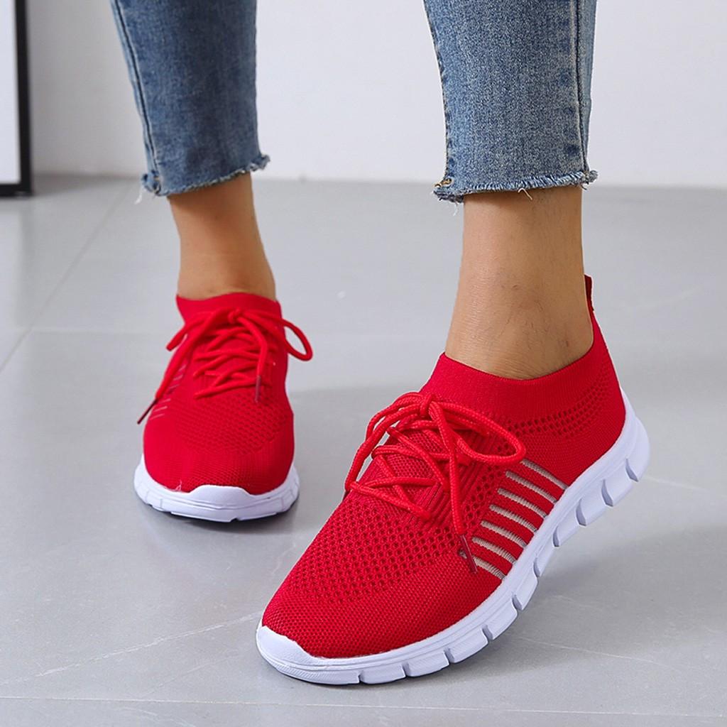 Women's Mesh Knit Sneakers Lace Up Thick Sole – Everyday Sport Style