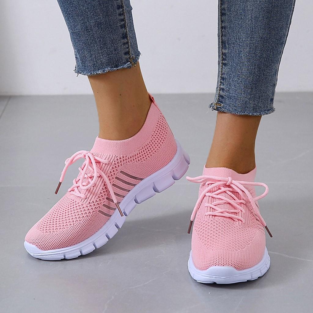 Women's Mesh Knit Sneakers Lace Up Thick Sole – Everyday Sport Style