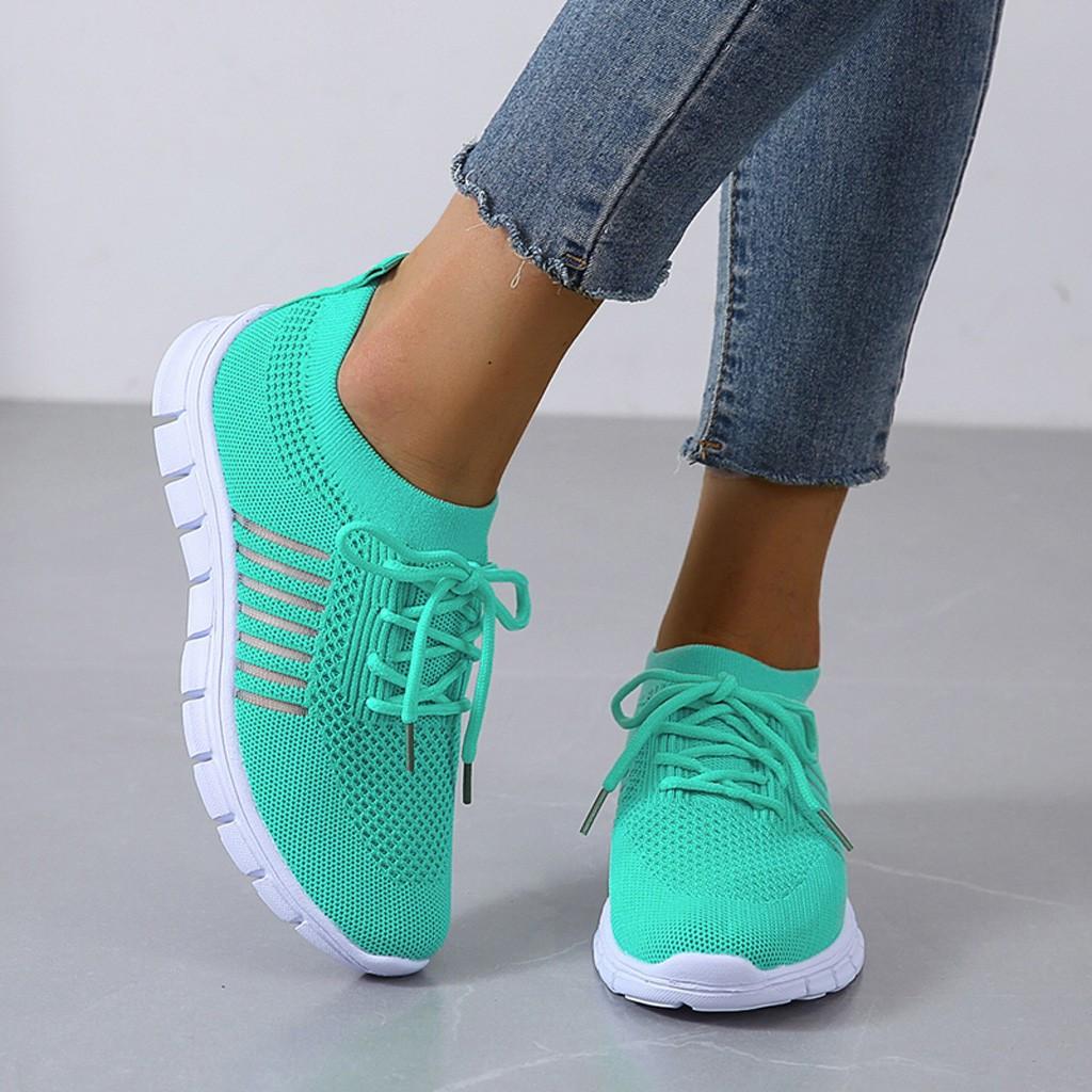 Women's Mesh Knit Sneakers Lace Up Thick Sole – Everyday Sport Style