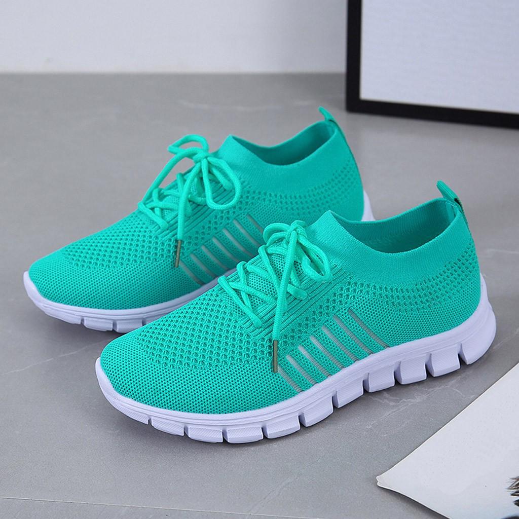 Women's Mesh Knit Sneakers Lace Up Thick Sole – Everyday Sport Style