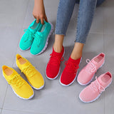 Women's Mesh Knit Sneakers Lace Up Thick Sole – Everyday Sport Style