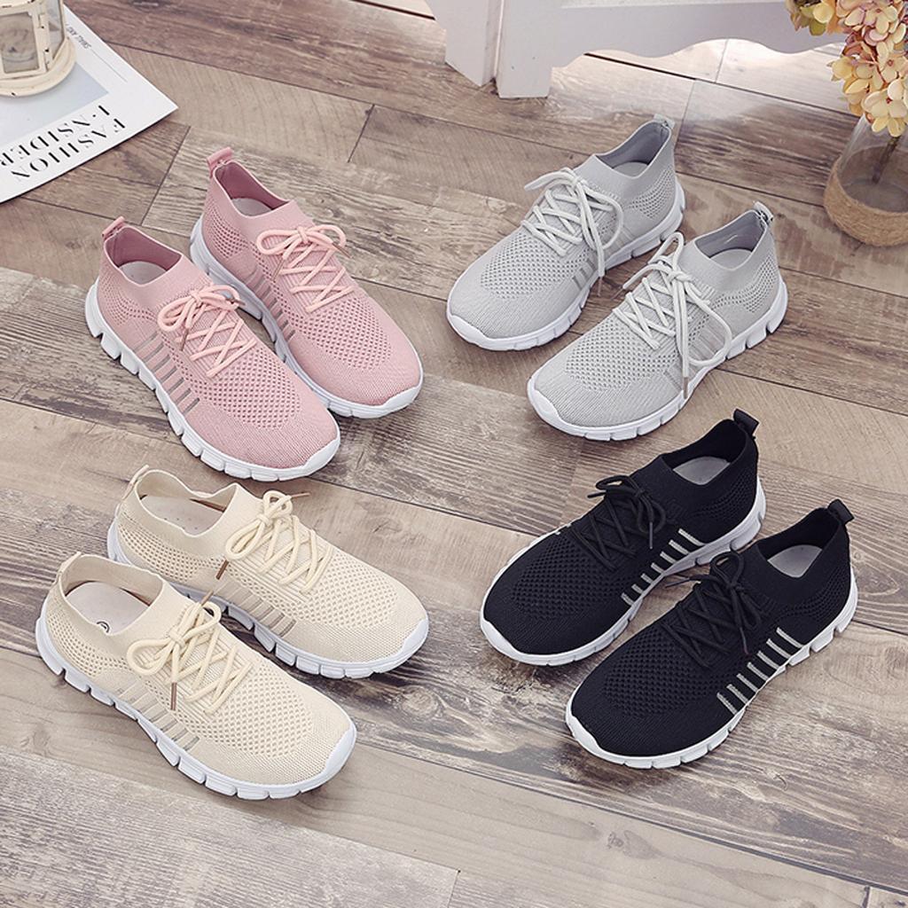 Women's Mesh Knit Sneakers Lace Up Thick Sole – Everyday Sport Style