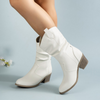Women's Mid-Calf Boots Slouch Shaft Round Toe Block Heel – Weekend Market Trips