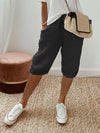 Women's Mid-Length Shorts Wide Leg Drawstring Rolled Cuff – Relaxed Summer Look