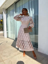 Women's Midi Dress Long Sleeve High Neckline – Wedding Guest