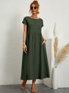 Women's Midi Dress Short Sleeve Round Neck – Garden Party