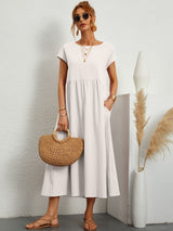 Women's Midi Dress Short Sleeve Round Neck – Garden Party
