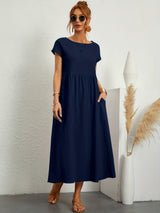 Women's Midi Dress Short Sleeve Round Neck – Garden Party