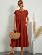 Women's Midi Dress Short Sleeve Round Neck – Garden Party