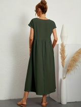 Women's Midi Dress Short Sleeve Round Neck – Garden Party