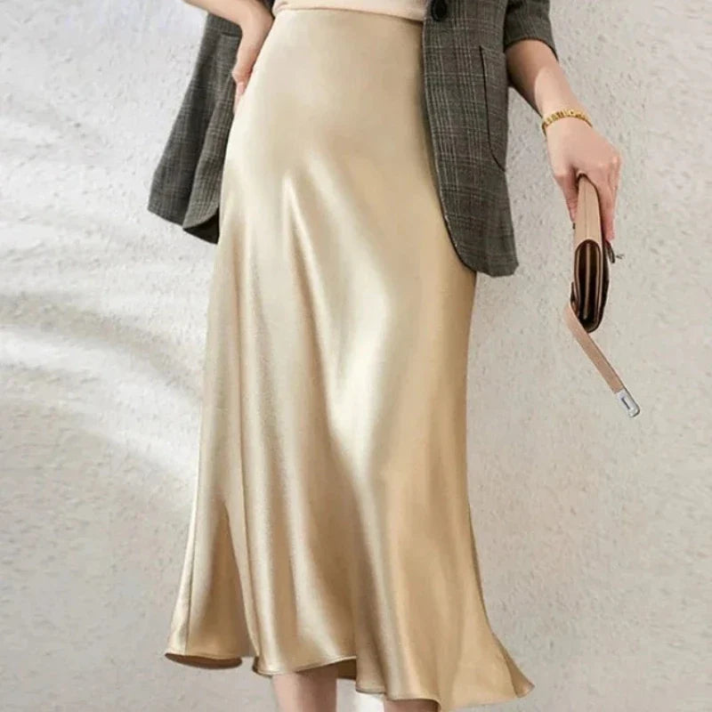 Women's Midi Skirt High Waist A Line – Casual Wear