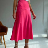 Women's Midi Skirt High Waist A Line – Casual Wear
