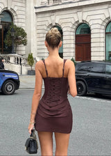 Women's Mini Dress Square Neck Lace Up Back – Cocktail Party Night Out