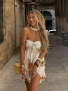 Women's Mini Dress Strapless Scarf Neck – Beach Vacation Going Out Summer