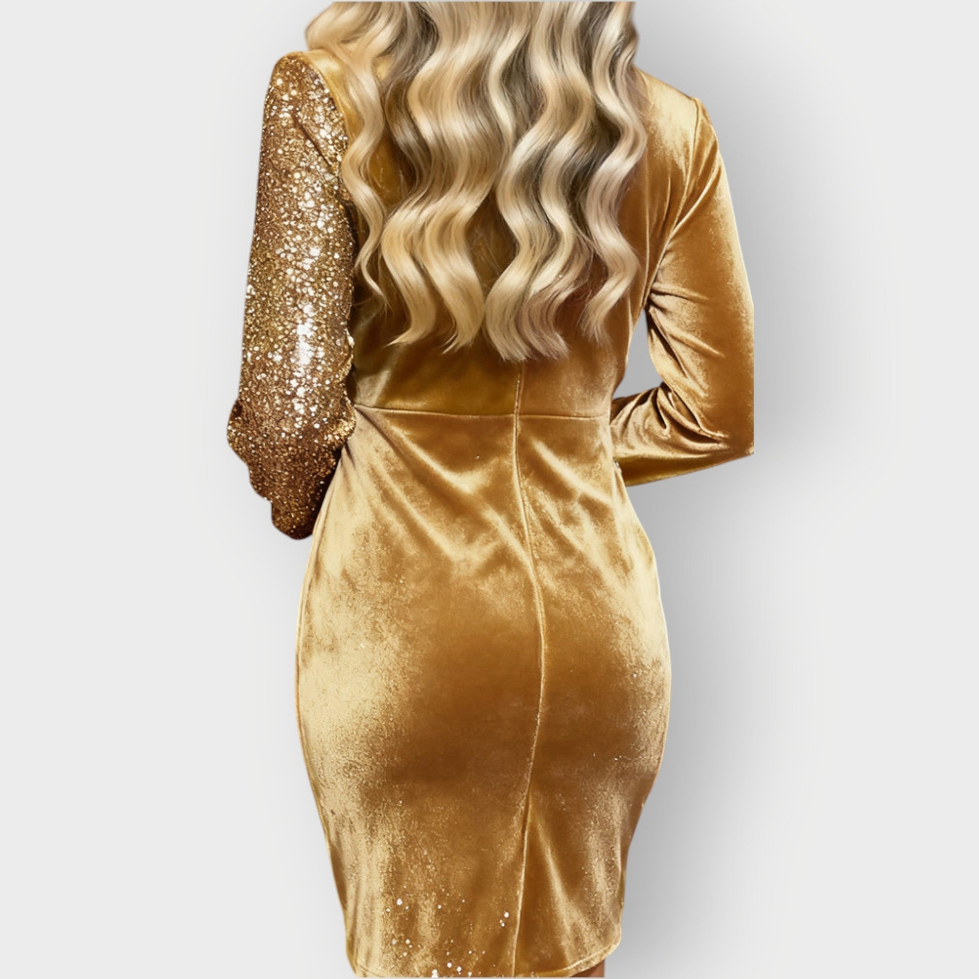 Women’s Mini Party Dress V-Neck Ruched Side Sequin Detail – Cocktail Receptions