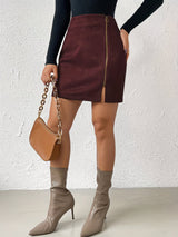 Women's Mini Skirt High Waist Side Zip – Office Wear