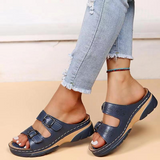Women's Mule Sandals Open Toe Double Buckle Cutout Slip On – Weekend Casual Style