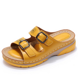 Women's Mule Sandals Open Toe Double Buckle Cutout Slip On – Weekend Casual Style