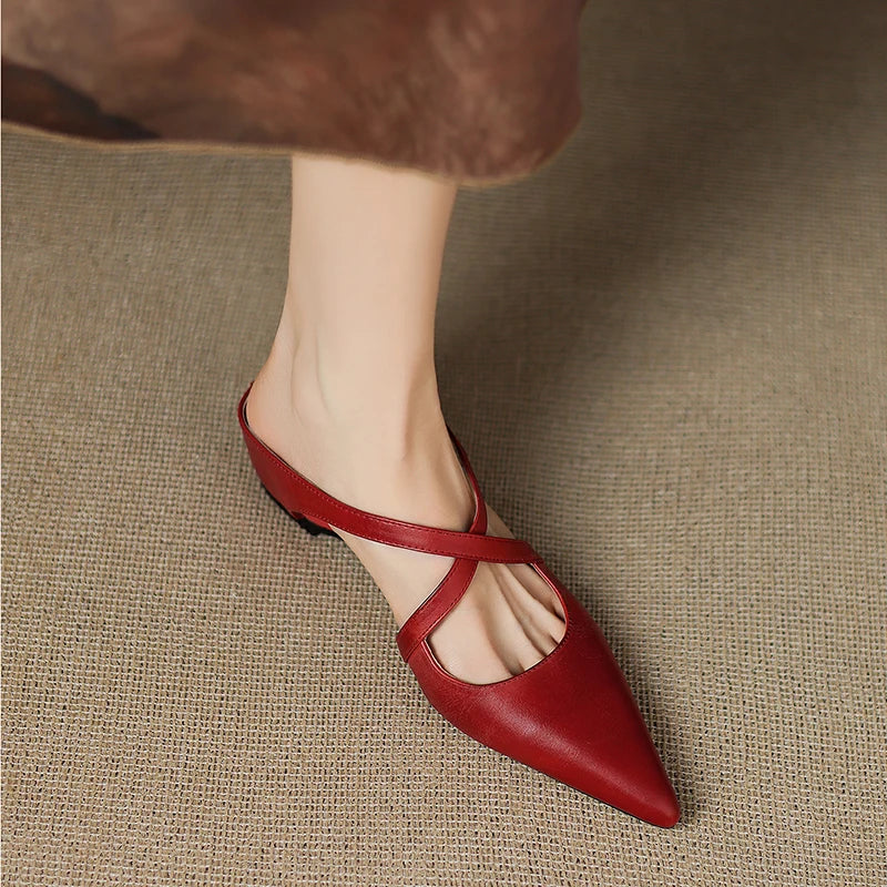 Women's Mule Shoes Pointed Toe Cross Strap Backless – Going Out