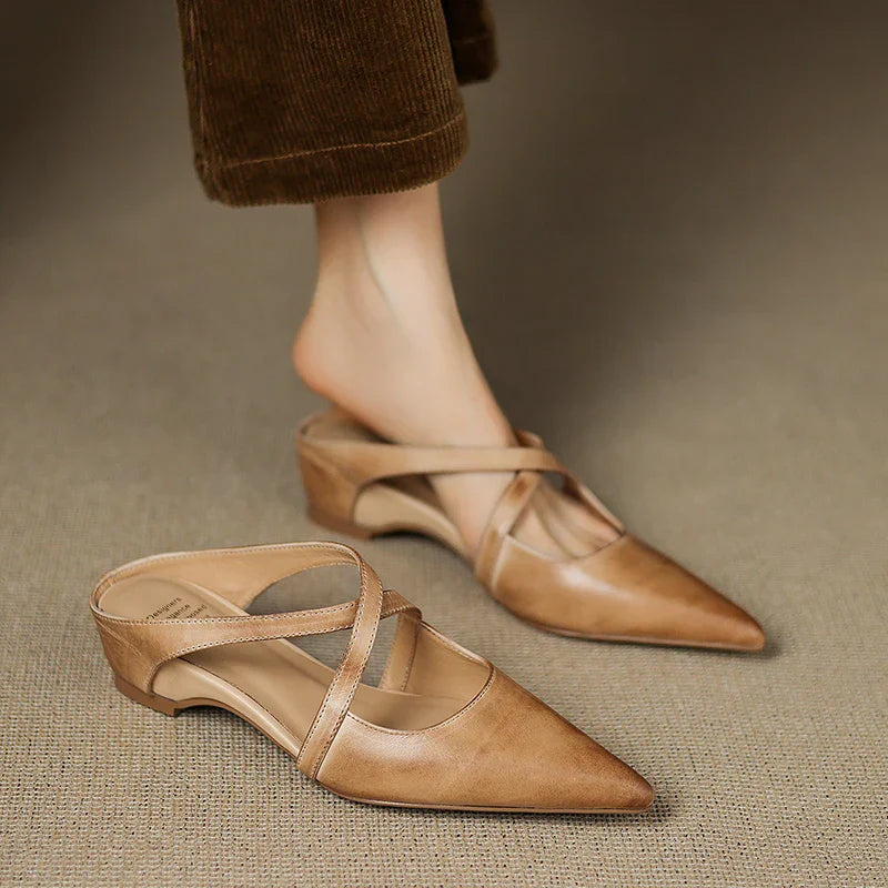 Women's Mule Shoes Pointed Toe Cross Strap Backless – Going Out