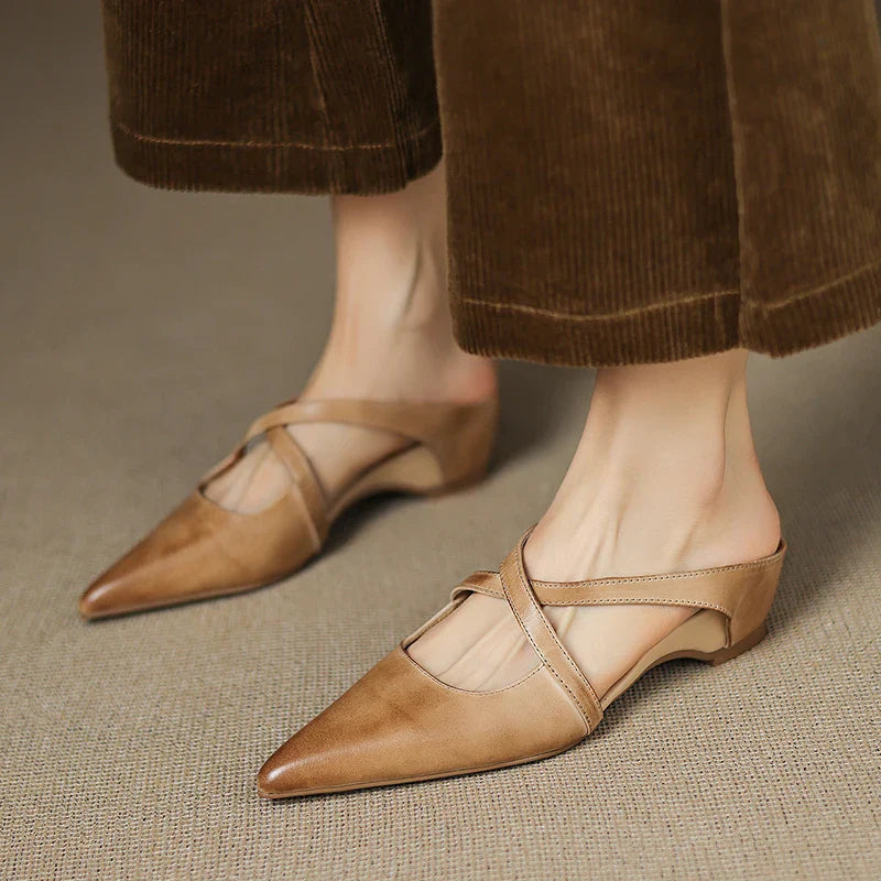 Women's Mule Shoes Pointed Toe Cross Strap Backless – Going Out