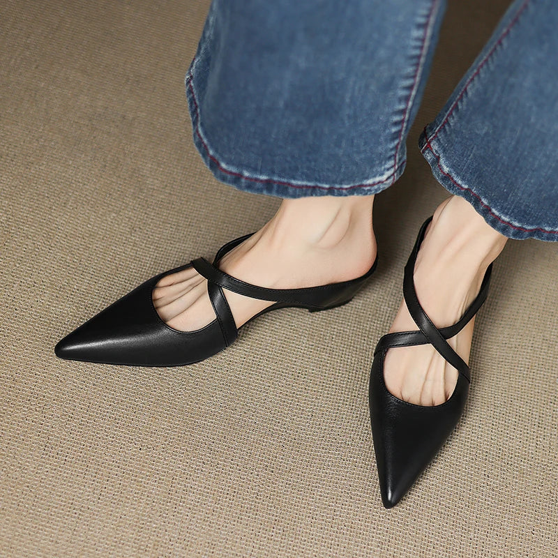 Women's Mule Shoes Pointed Toe Cross Strap Backless – Going Out
