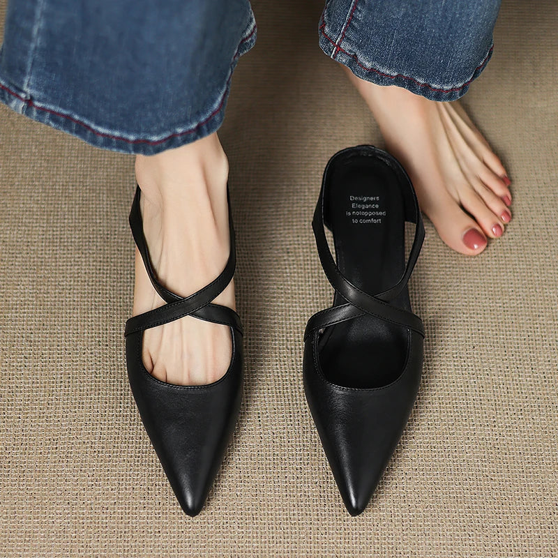 Women's Mule Shoes Pointed Toe Cross Strap Backless – Going Out