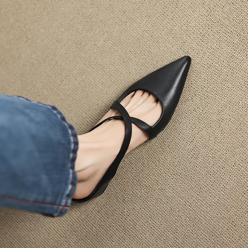 Women's Mule Shoes Pointed Toe Cross Strap Backless – Going Out