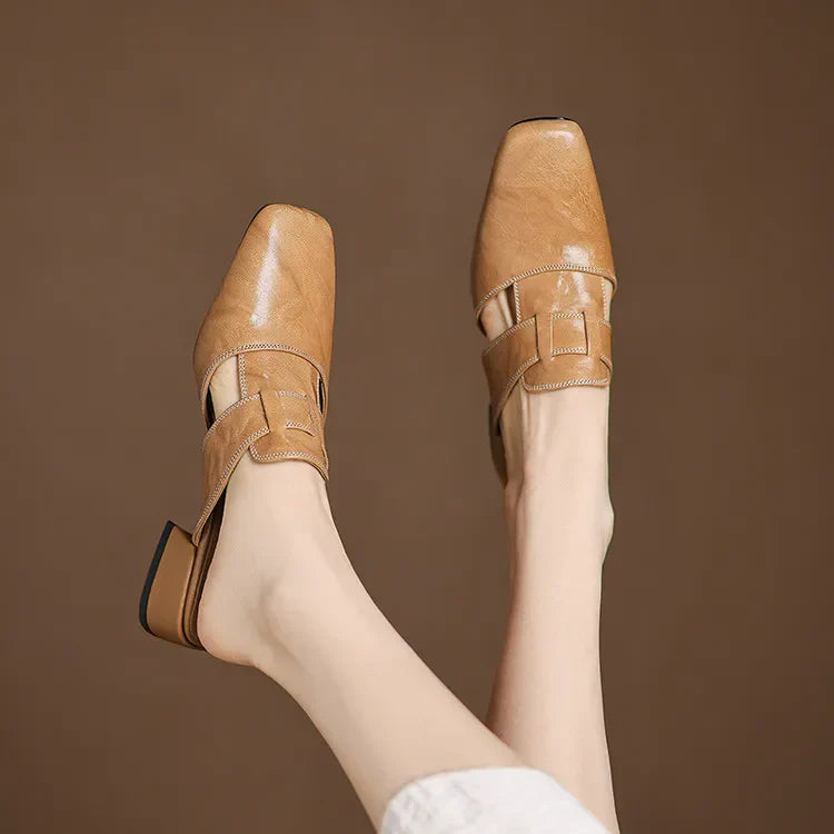 Women's Mule Shoes Square Toe Block Heel Backless – Going Out