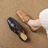 Women's Mule Shoes Square Toe Block Heel Backless – Going Out