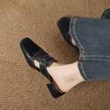 Women's Mule Shoes Square Toe Block Heel Backless – Going Out