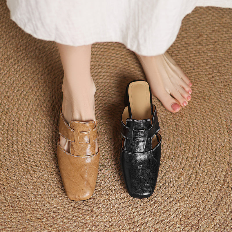 Women's Mule Shoes Square Toe Block Heel Backless – Going Out