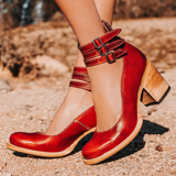 Women's Multi Strap Block Heels Closed Toe – Going Out
