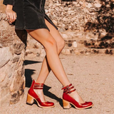 Women's Multi Strap Block Heels Closed Toe – Going Out