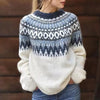 Women's Nordic Knit Sweater Crew Neck Long Sleeve – Winter Outfit