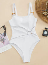 Women's One Piece Swimsuit Cutout Ring Strap High Leg – Beach Vacation