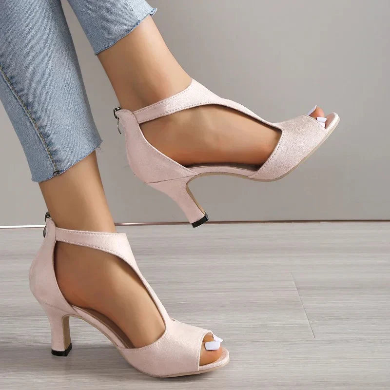 Women's Open Toe Cut Out Block Heels – Night Out