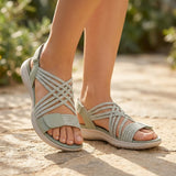 Women's Open Toe Sandals Crisscross Strappy Flat – Beach Vacation