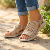 Women's Open Toe Sandals Crisscross Strappy Flat – Beach Vacation