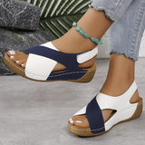 Women's Open Toe Wedge Sandals Cross Strap Slingback – Summer Casual