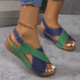 Women's Open Toe Wedge Sandals Cross Strap Slingback – Summer Casual