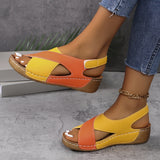 Women's Open Toe Wedge Sandals Cross Strap Slingback – Summer Casual