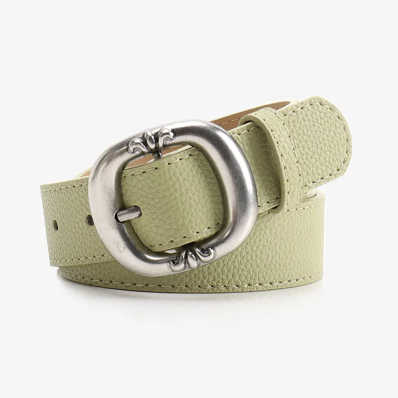 Women's Oval Buckle Belt Flat Strap – Office Wear